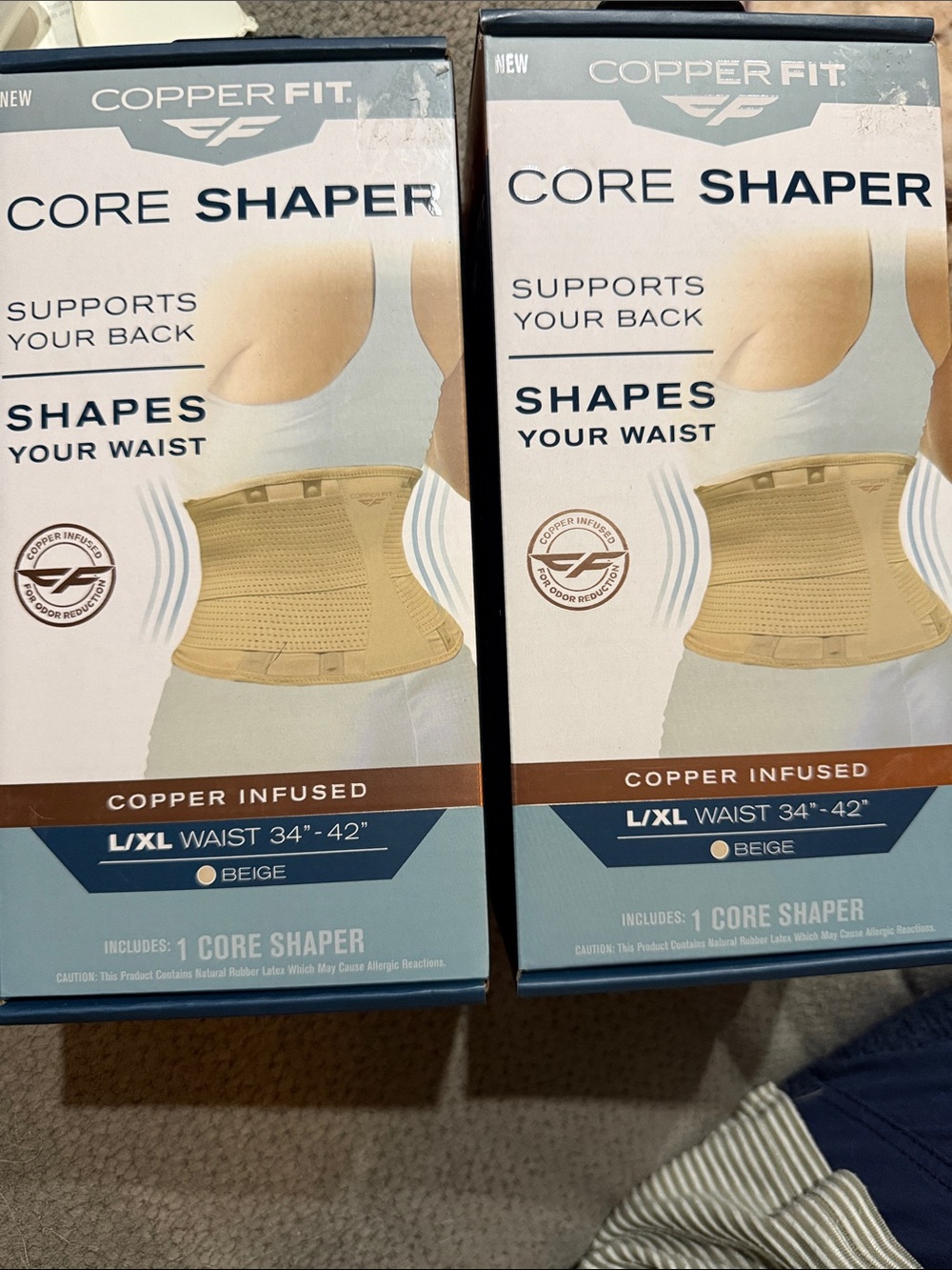 2 NEW Copper Fit Core Shapers in Beige L/XL waist 34”- 42”
